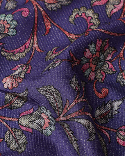 Buy Purple Floral Design Viscose Crepe 110cm
