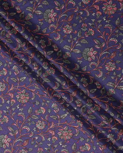 Buy Purple Floral Design Viscose Crepe 110cm