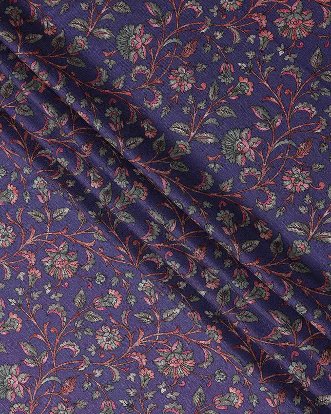 Buy Purple Floral Design Viscose Crepe 110cm