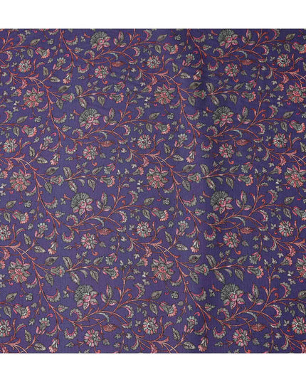 Buy Purple Floral Design Viscose Crepe 110cm