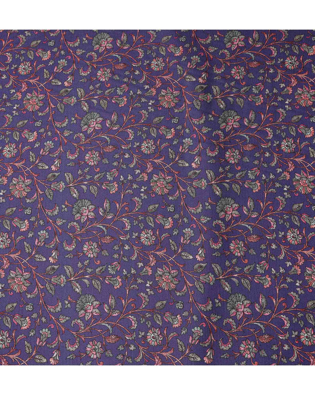 Buy Purple Floral Design Viscose Crepe 110cm