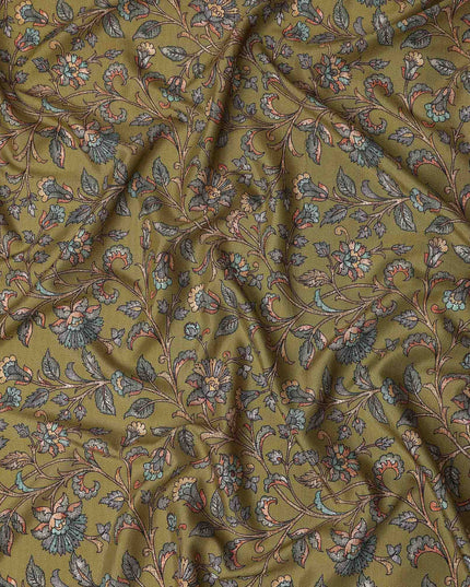 Buy Green Floral Design Viscose Crepe 110cm