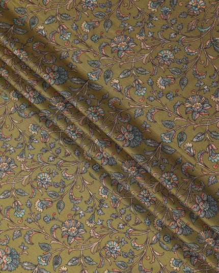 Buy Green Floral Design Viscose Crepe 110cm
