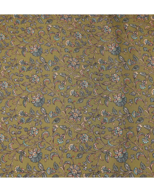Buy Green Floral Design Viscose Crepe 110cm