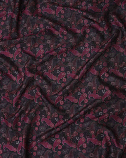 Buy Purple Paisley Design Viscose Crepe 110cm