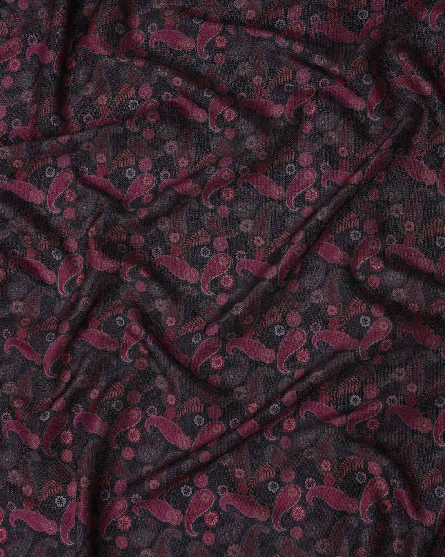 Buy Purple Paisley Design Viscose Crepe 110cm