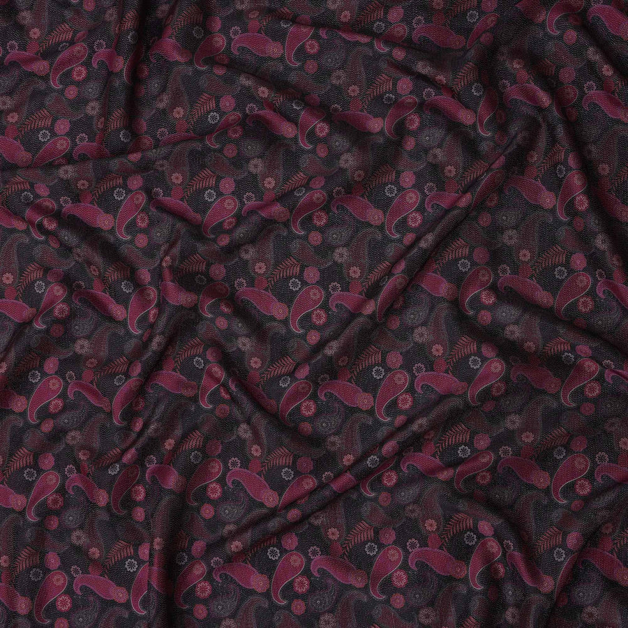 Buy Purple Paisley Design Viscose Crepe 110cm