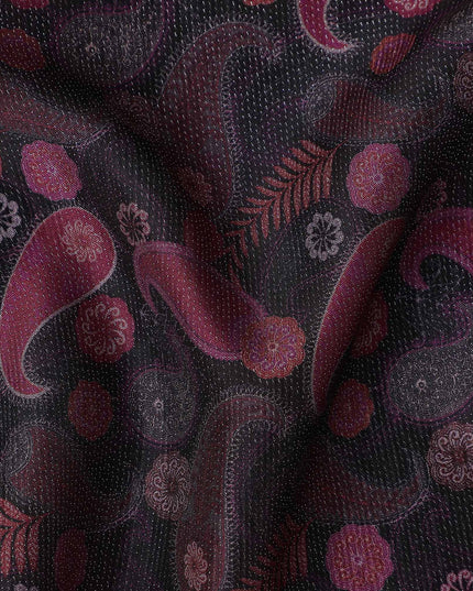 Buy Purple Paisley Design Viscose Crepe 110cm