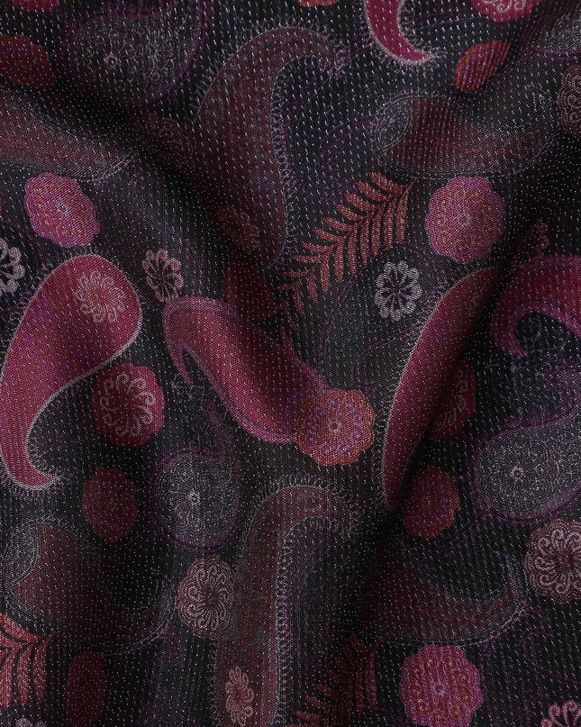 Buy Purple Paisley Design Viscose Crepe 110cm
