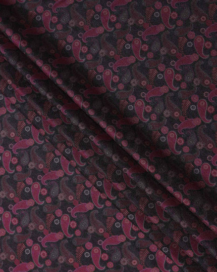 Buy Purple Paisley Design Viscose Crepe 110cm