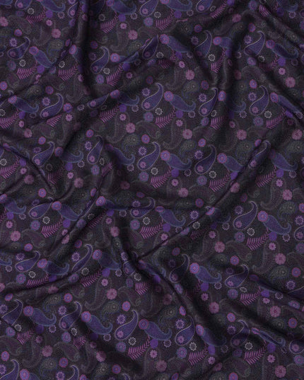 Buy Purple Paisley Design Viscose Crepe 110cm