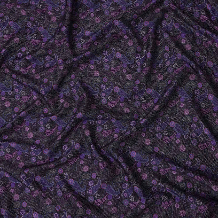Buy Purple Paisley Design Viscose Crepe 110cm