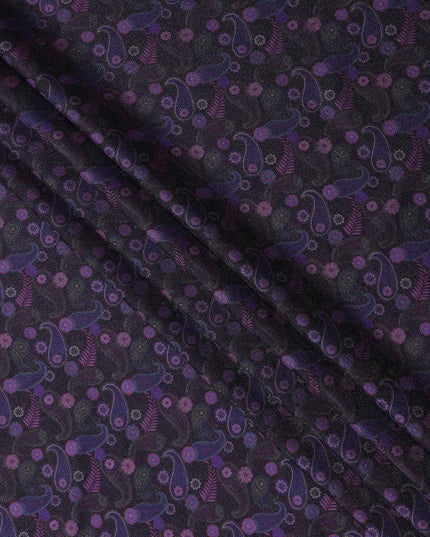 Buy Purple Paisley Design Viscose Crepe 110cm