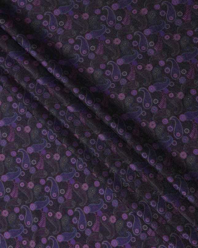 Buy Purple Paisley Design Viscose Crepe 110cm