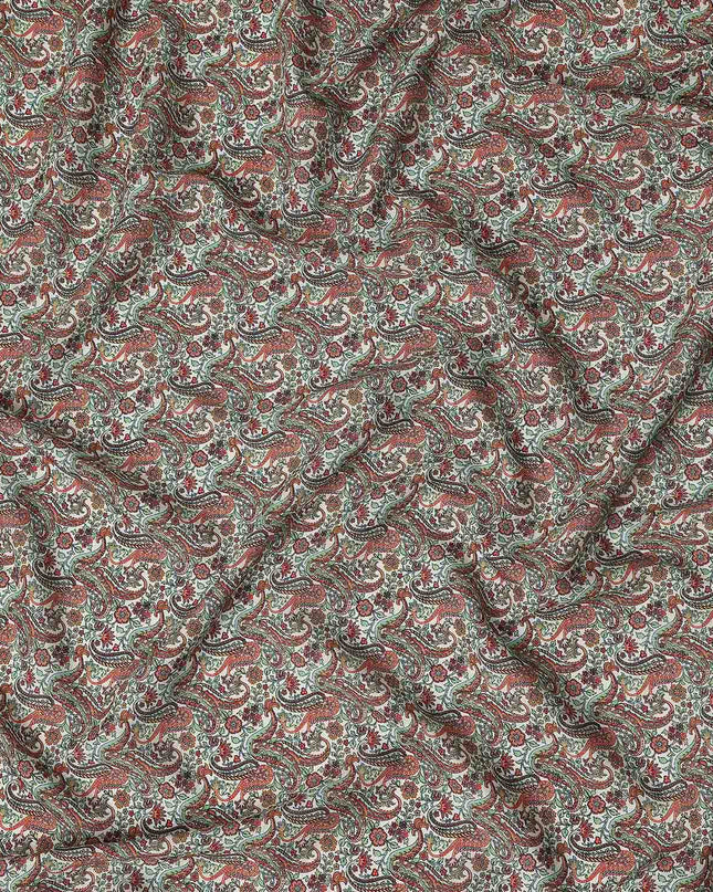 Buy Brown Floral Design Viscose Crepe 110cm
