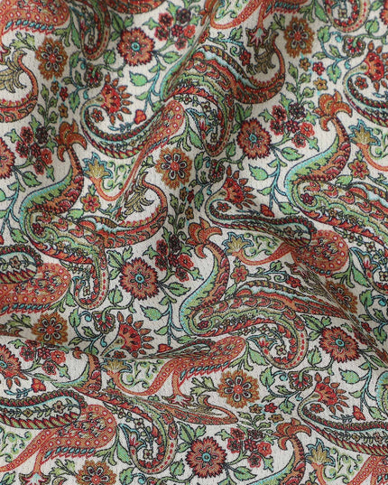 Buy Brown Floral Design Viscose Crepe 110cm