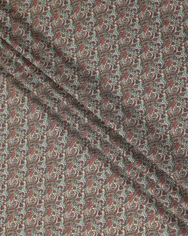 Buy Brown Floral Design Viscose Crepe 110cm