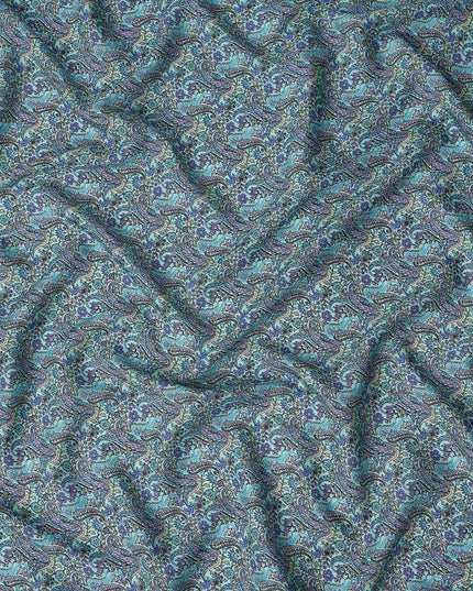 Buy Blue Abstract Design Viscose Crepe 110cm