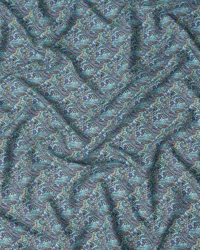 Buy Blue Abstract Design Viscose Crepe 110cm
