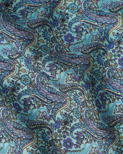 Buy Blue Abstract Design Viscose Crepe 110cm