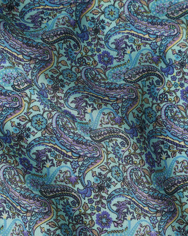 Buy Blue Abstract Design Viscose Crepe 110cm