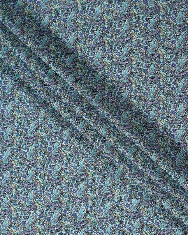 Buy Blue Abstract Design Viscose Crepe 110cm