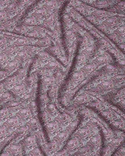 Dusty Rose Mauve Paisley Viscose Fabric 110cm