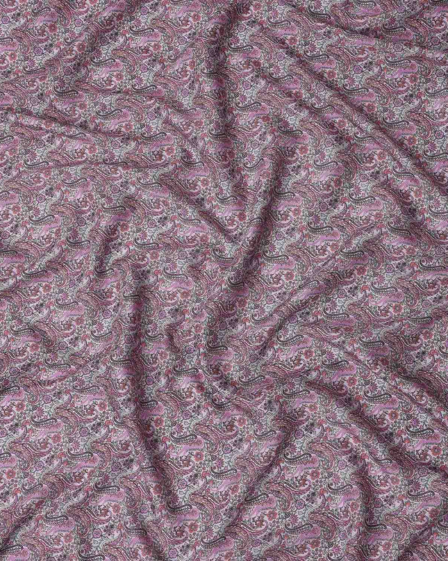 Dusty Rose Mauve Paisley Viscose Fabric 110cm