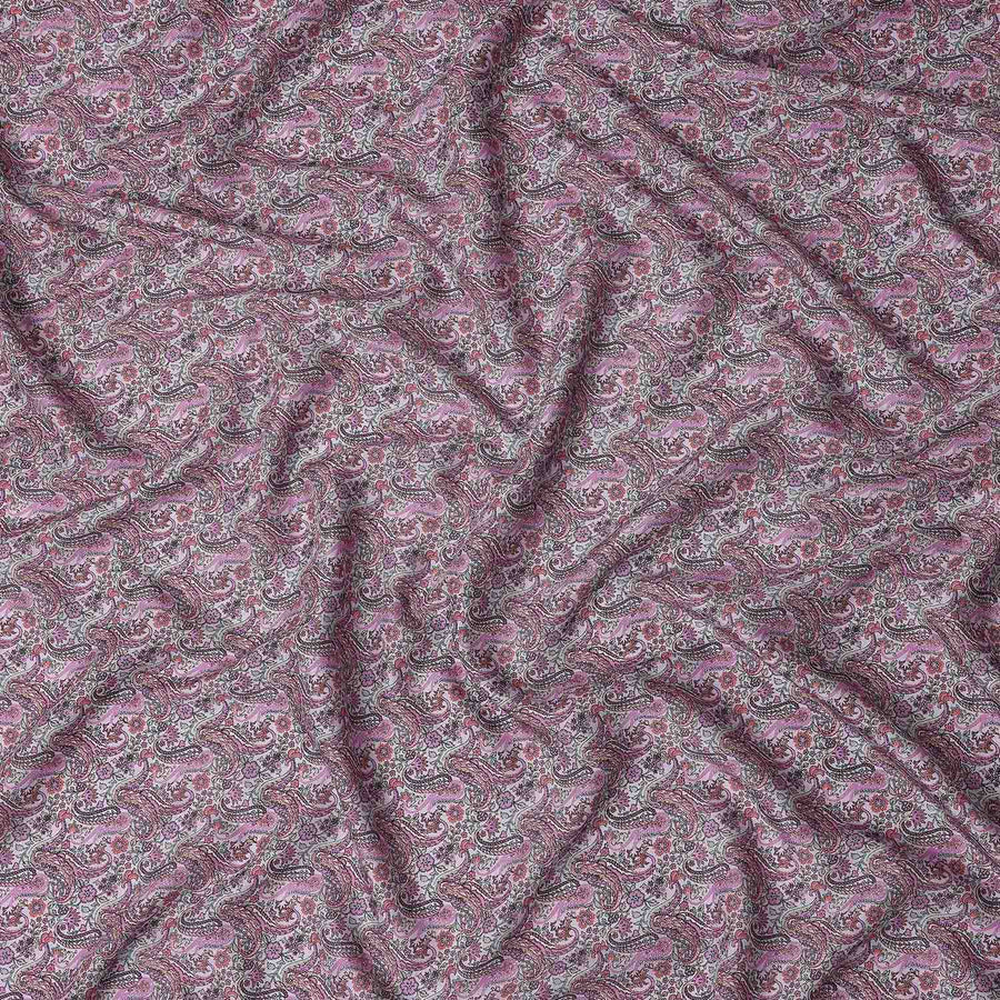 Dusty Rose Mauve Paisley Viscose Fabric 110cm