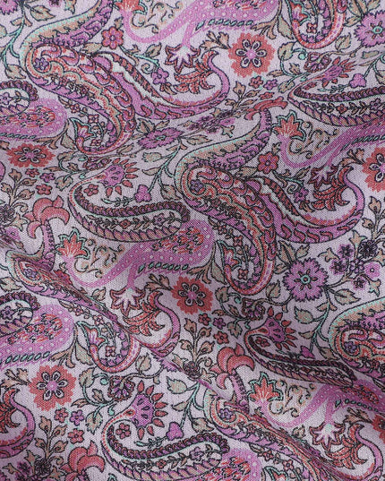 Dusty Rose Mauve Paisley Viscose Fabric 110cm