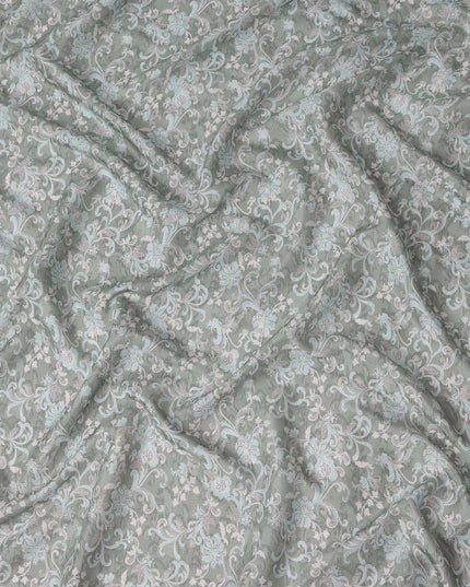 Buy Grey Floral Design Viscose Crepe 110cm