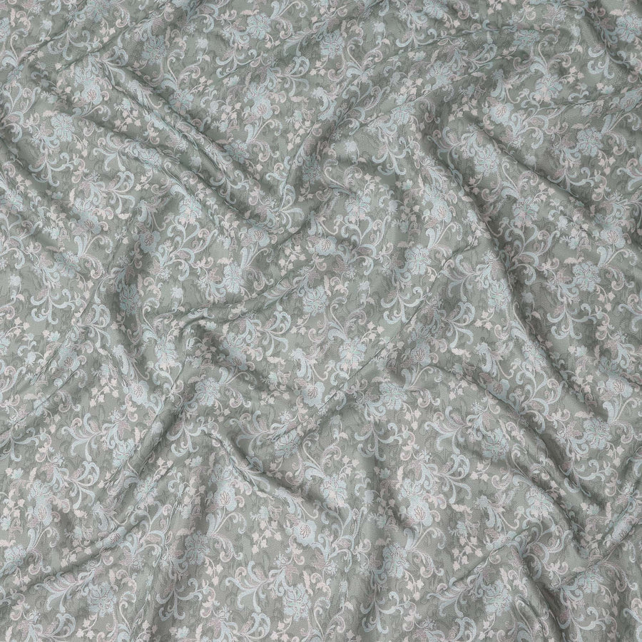 Buy Grey Floral Design Viscose Crepe 110cm