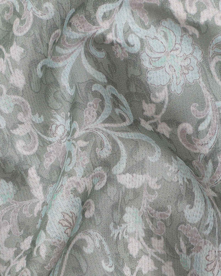 Buy Grey Floral Design Viscose Crepe 110cm