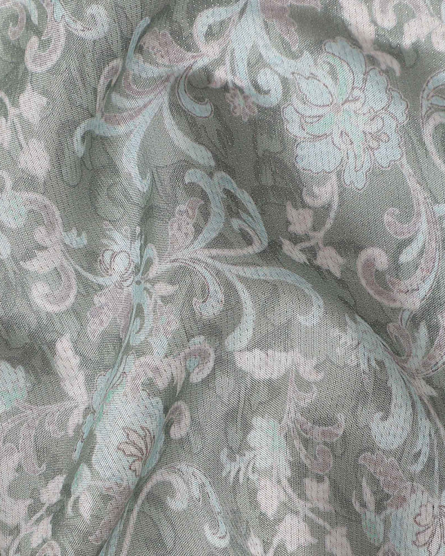 Buy Grey Floral Design Viscose Crepe 110cm