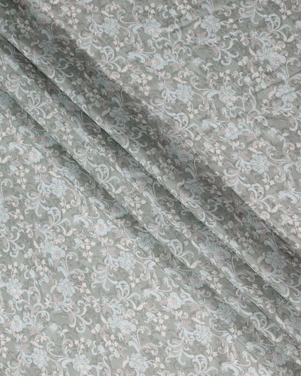 Buy Grey Floral Design Viscose Crepe 110cm