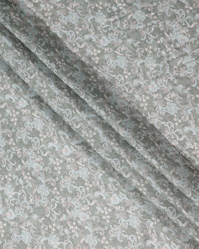 Buy Grey Floral Design Viscose Crepe 110cm