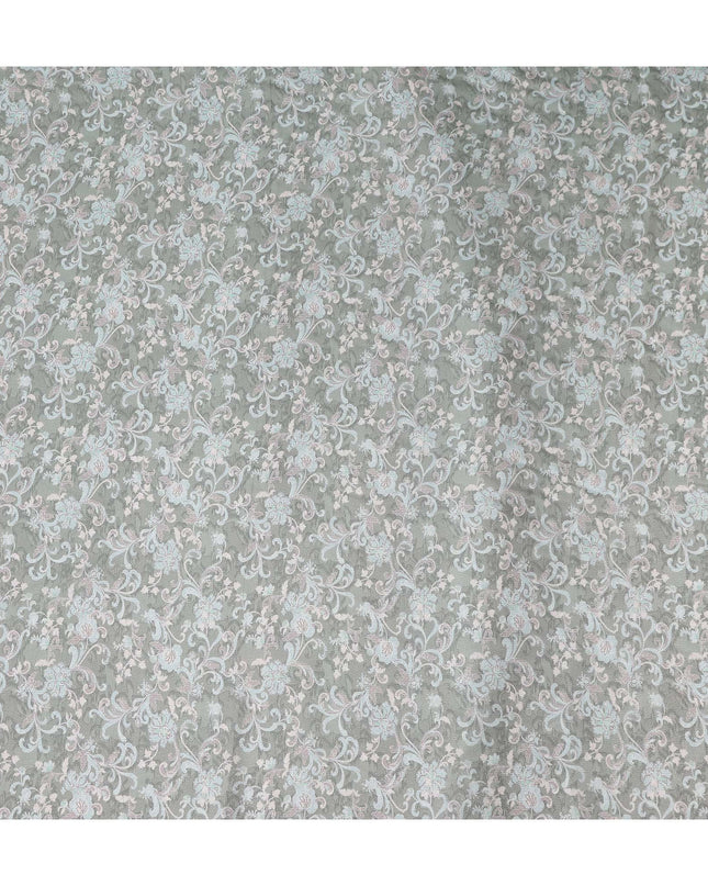 Buy Grey Floral Design Viscose Crepe 110cm