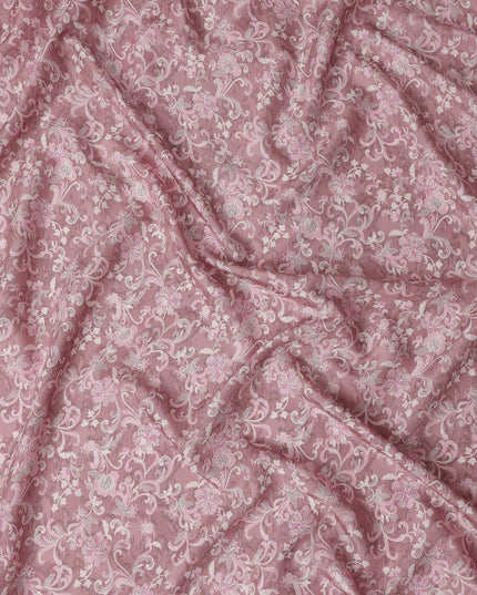 Buy Pink Floral Design Viscose Crepe 110cm