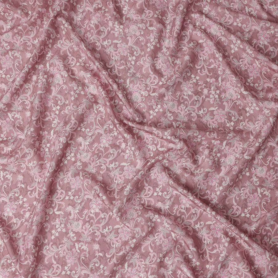 Buy Pink Floral Design Viscose Crepe 110cm