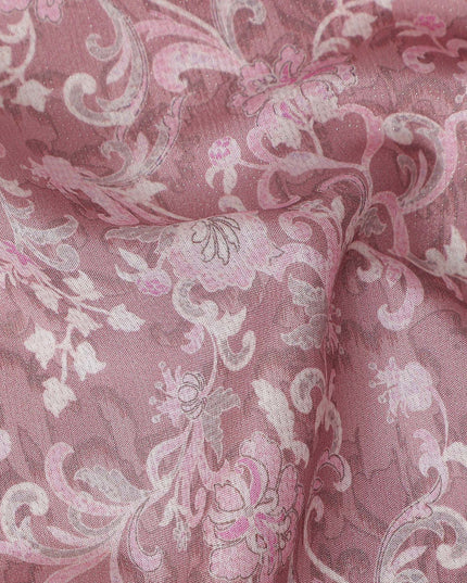 Buy Pink Floral Design Viscose Crepe 110cm