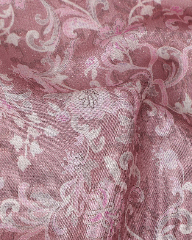 Buy Pink Floral Design Viscose Crepe 110cm