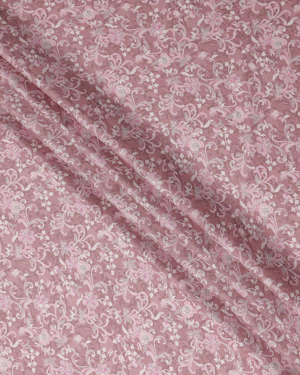 Buy Pink Floral Design Viscose Crepe 110cm