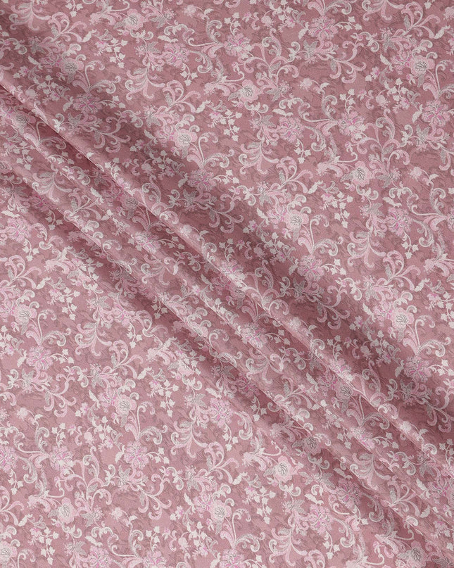 Buy Pink Floral Design Viscose Crepe 110cm