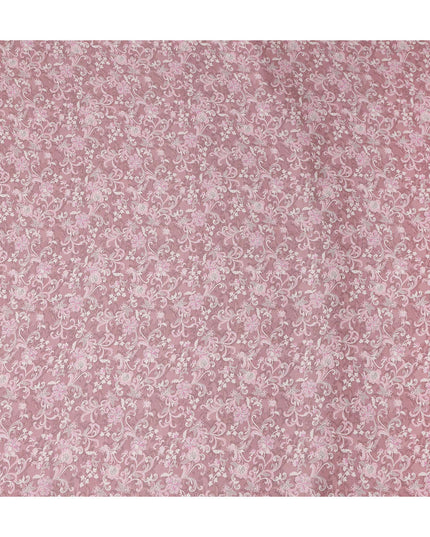 Buy Pink Floral Design Viscose Crepe 110cm