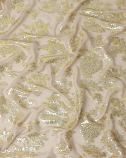 Sand Beige Silk Chiffon Lurex Fabric 110cm