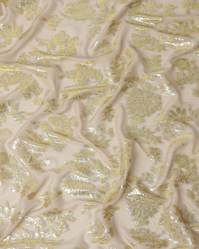 Sand Beige Silk Chiffon Lurex Fabric 110cm