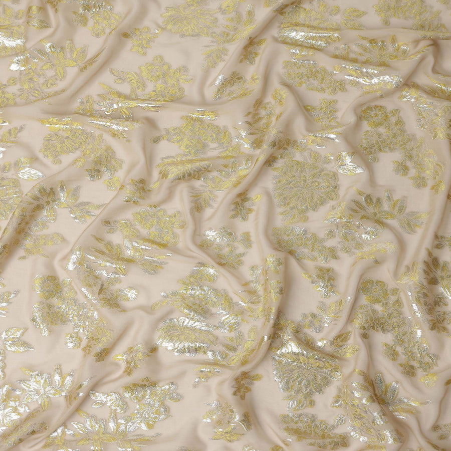 Sand Beige Silk Chiffon Lurex Fabric 110cm