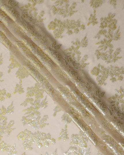 Sand Beige Silk Chiffon Lurex Fabric 110cm