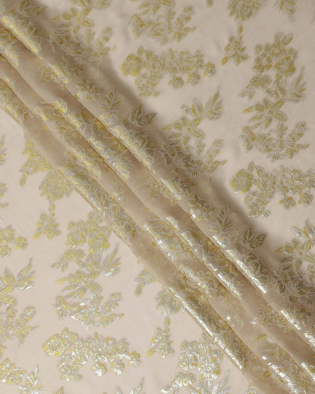 Sand Beige Silk Chiffon Lurex Fabric 110cm