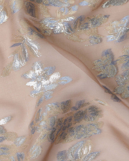 Dusty Rose Pink Silk Chiffon Lurex Fabric 110cm